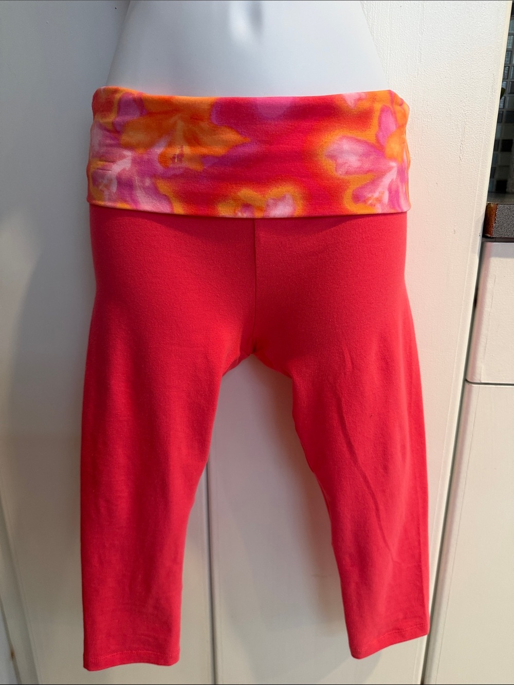 PINK Cotton Foldover Capri Leggings